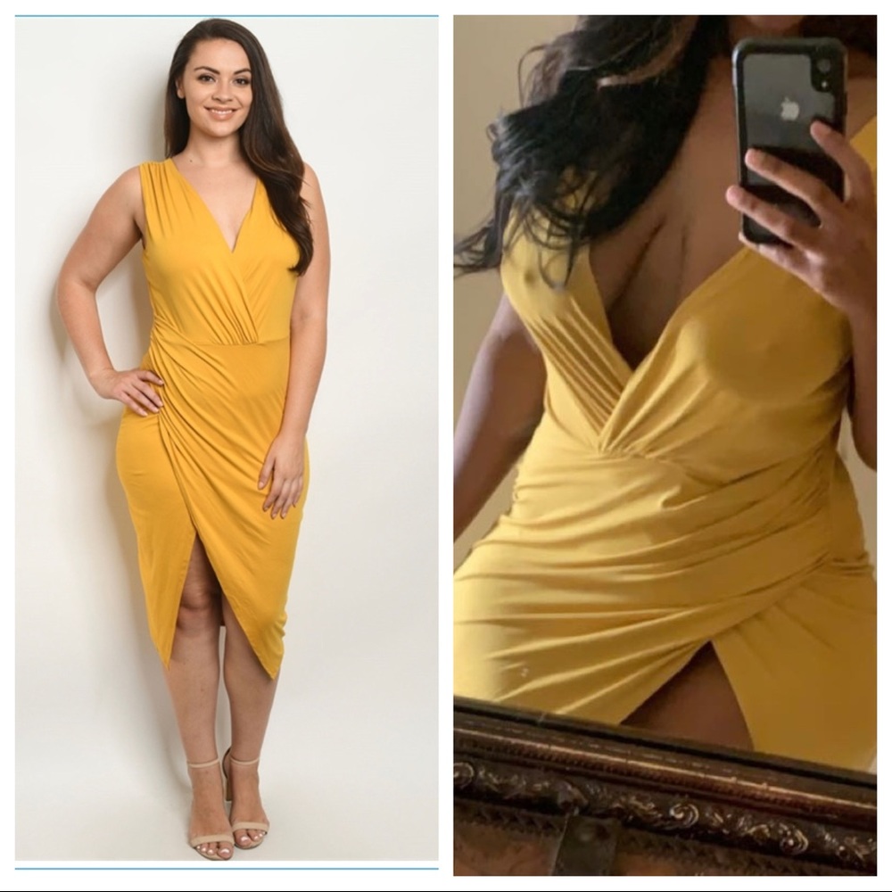 Yellow plus size dress